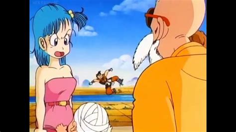 krillin vs bacterian|krillin pulls down bulma's shirt.
